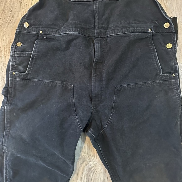 Carhartt Bib Overalls Men's 44x32 Relaxed Black Canvas Double Knee (102776-001) - Picture 5 of 16